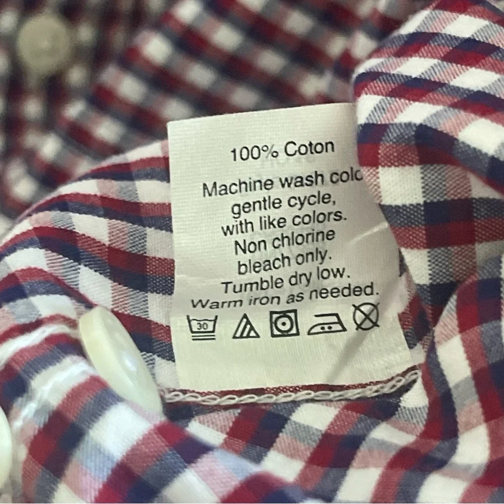 J.Crew Mens XXL Gingham Button Down Shirt Burgundy‎ Navy Blue White Cotton